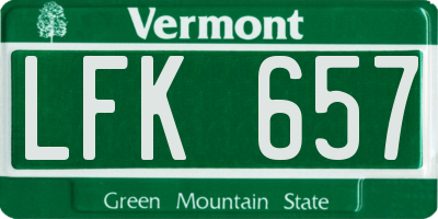 VT license plate LFK657