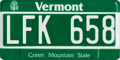 VT license plate LFK658