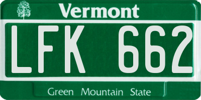 VT license plate LFK662