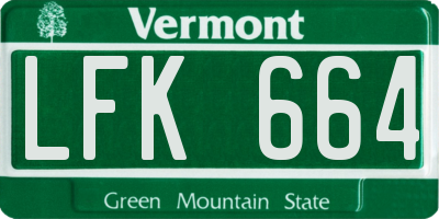 VT license plate LFK664