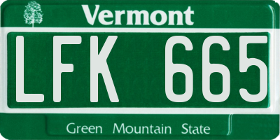 VT license plate LFK665