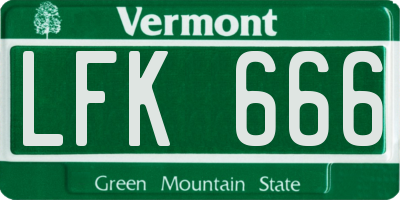 VT license plate LFK666