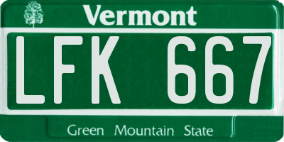 VT license plate LFK667