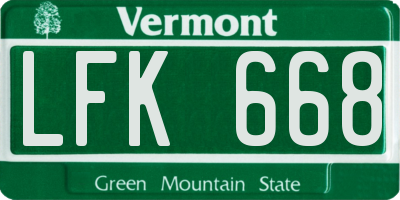 VT license plate LFK668