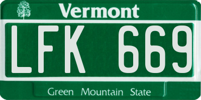 VT license plate LFK669
