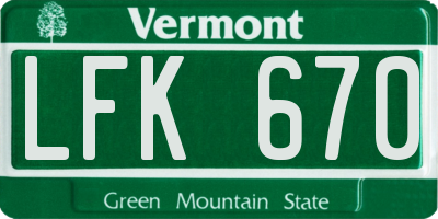 VT license plate LFK670
