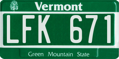VT license plate LFK671