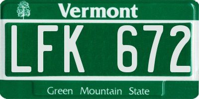 VT license plate LFK672