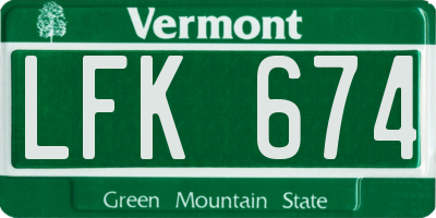 VT license plate LFK674