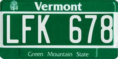 VT license plate LFK678