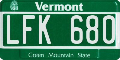 VT license plate LFK680