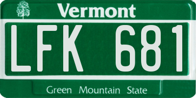 VT license plate LFK681