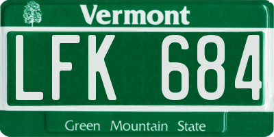 VT license plate LFK684