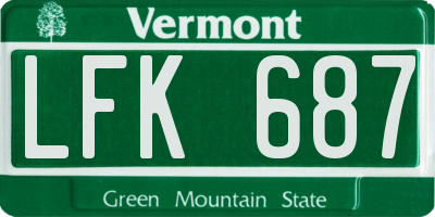 VT license plate LFK687