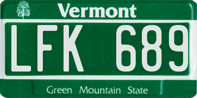 VT license plate LFK689
