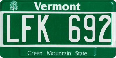 VT license plate LFK692