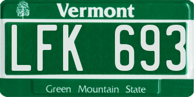 VT license plate LFK693