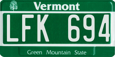 VT license plate LFK694
