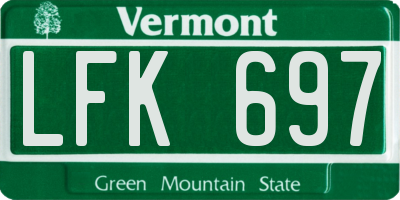 VT license plate LFK697