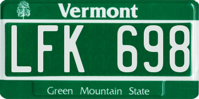 VT license plate LFK698