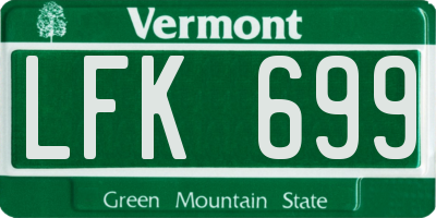 VT license plate LFK699