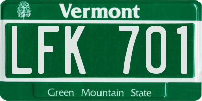 VT license plate LFK701