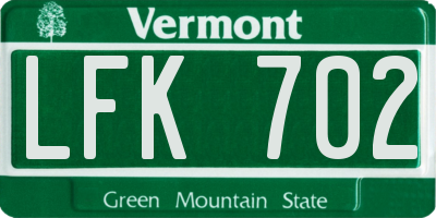 VT license plate LFK702