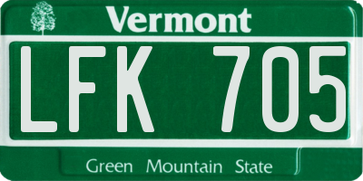 VT license plate LFK705