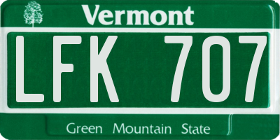 VT license plate LFK707