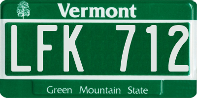 VT license plate LFK712
