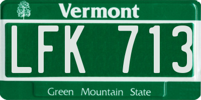VT license plate LFK713