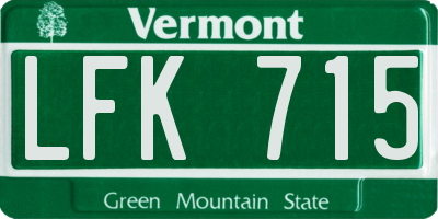VT license plate LFK715
