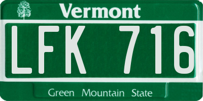 VT license plate LFK716