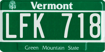 VT license plate LFK718