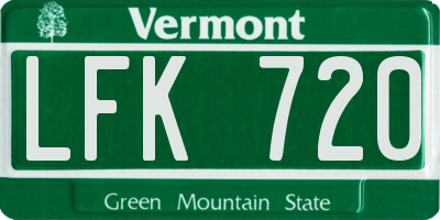 VT license plate LFK720