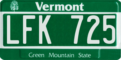 VT license plate LFK725
