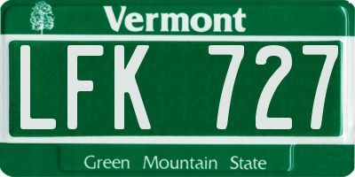 VT license plate LFK727