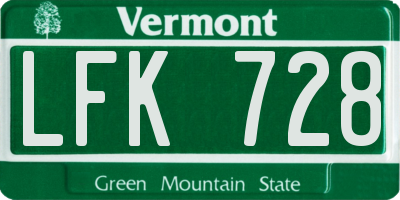 VT license plate LFK728