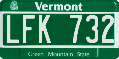 VT license plate LFK732