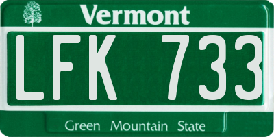VT license plate LFK733