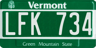 VT license plate LFK734