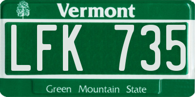 VT license plate LFK735