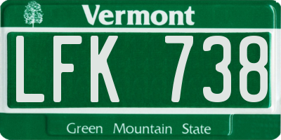 VT license plate LFK738