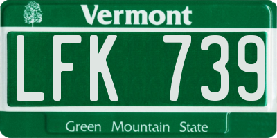 VT license plate LFK739