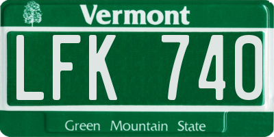 VT license plate LFK740