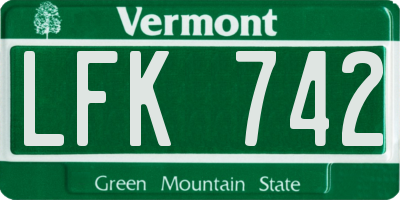 VT license plate LFK742
