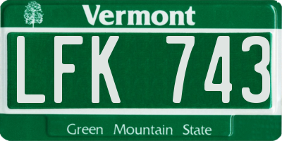 VT license plate LFK743
