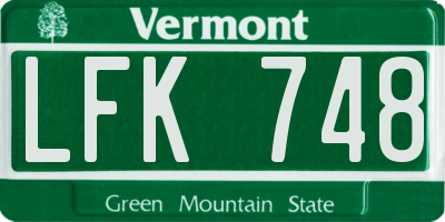 VT license plate LFK748