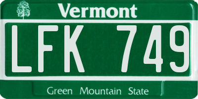 VT license plate LFK749