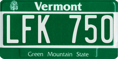 VT license plate LFK750